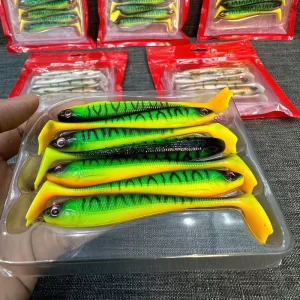 Chi tiết thân mồi mềm NFF với rãnh lưng giấu lưỡi và đuôi cá tạo action mạnh