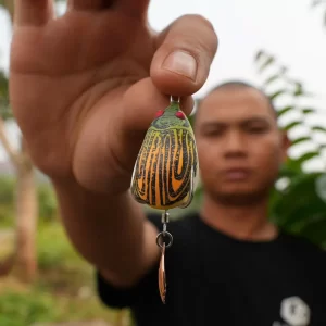 Hình ảnh thực tế mồi câu lure Bọ LK màu xanh rêu cực nhạy cá lóc