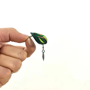 Cận cảnh mồi câu lure Chuột Tiểu LK phiên bản màu xanh lá họa tiết cam bắt mắt