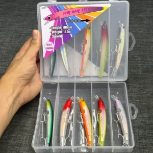 Bộ mồi lure HR MR 110 Sinking chuyên săn cá vược măng với khả năng quăng xa
