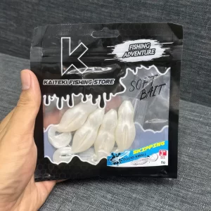 Mồi mềm Skipping mực nhỏ phiên bản màu trắng ngọc trai tinh tế phù hợp câu trong mọi môi trường nước