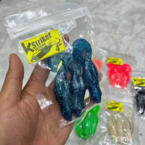 Mồi mềm skipping strike màu xanh dương lấp lánh cực đẹp phù hợp cho kỹ thuật câu lướt mặt nước