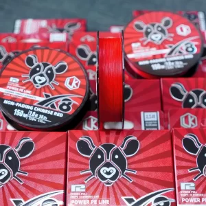 Tổng hợp các cuộn dù câu lure LK RED X8 màu đỏ chuyên dụng cho cần thủ, bện 8 sợi PE siêu bền