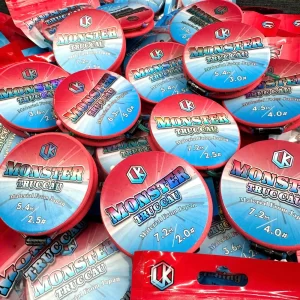 Các cuộn Trục Rô chép LK Monster đủ size dây từ 0.8 đến 6.0 trên bảng nhựa đỏ