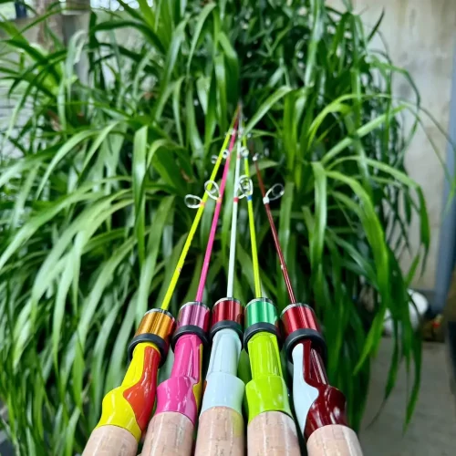 Cần câu lure Star LK với góc nhìn thẳng từ gốc cần lên ngọn phôi carbon 1 khúc