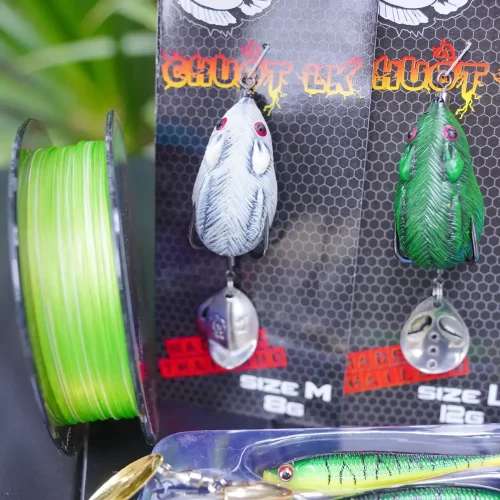 Combo câu lure cần Cheap LK máy Daiwa MG với cặp mồi chuột hơi LK 8g và 12g