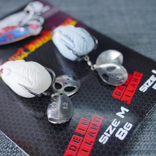 Combo câu lure cần Cheap LK máy Daiwa RS hai con nhái hơi Chuột LK trắng và xanh xám