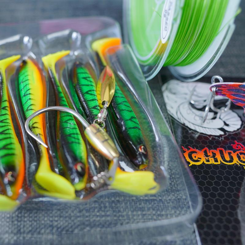 Combo câu lure cần Cheap LK máy Daiwa RS tặng kèm cuộn dù LK X8 siêu mịn màu xanh