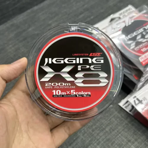 Dù Câu Cá LST Jigging PE X8 mặt trước cuộn dây 200m 5 màu sắc bện 8 lõi siêu mịn