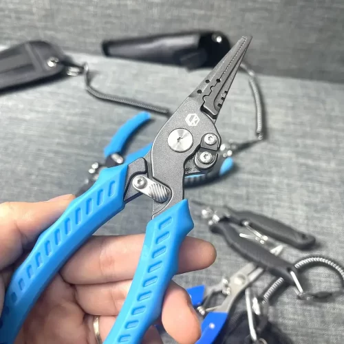 Kìm LK cắt dây PE cán xanh có chốt khóa an toàn tiện lợi cho cần thủ lure