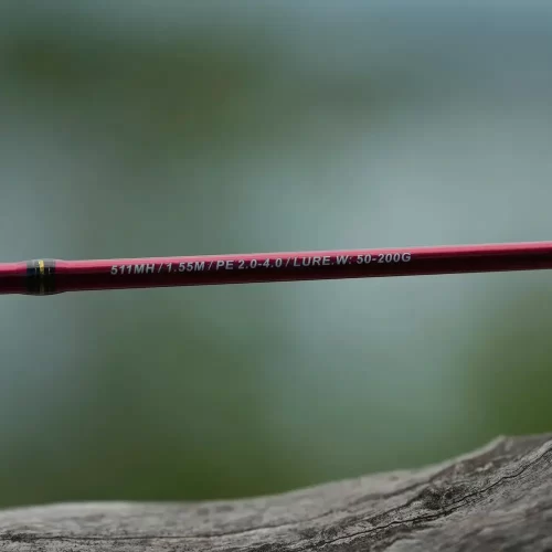 Cần câu JIG LK in rõ các thông số kỹ thuật tải mồi và tải dây trên thân cần