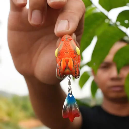 Mồi Câu Lure Rắn LK Snake phiên bản màu cam nổi bật với thìa xoay titan cá tính